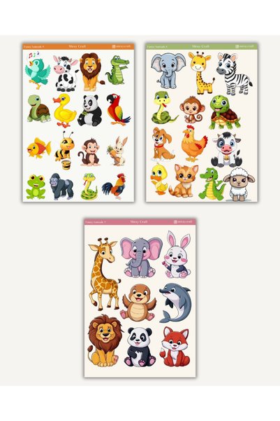 MirayDesign 6'lı Sevimli Hayvanlar Temalı Sticker Seti–12x17 cm|Bullet Journal,Scrapbook,Ajanda ve Planlayıcı