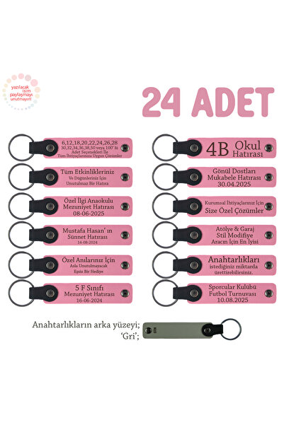 Miaju اللون الوردي والرمادي، للمعلم أثناء التخرج من المدرسة الابتدائية، مجموعة من 24 قطعة، سلسلة مفاتيح جلدية شخصية تذكارية