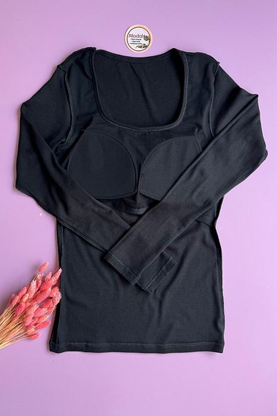 VicTroy Bratique Long Sleeve |   Modal Camisole Fabric Black Color Square Collar Women's Blouse