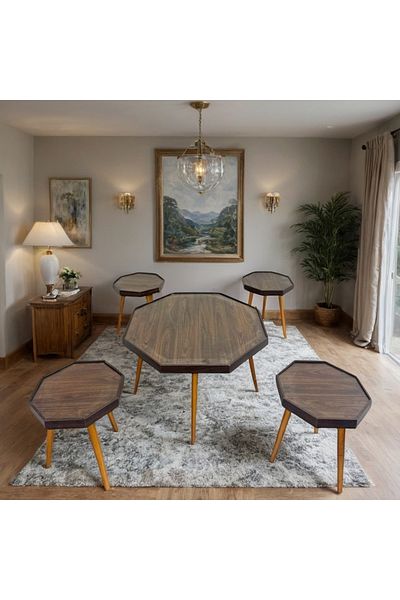 Ch 5-piece Turkish wooden table set