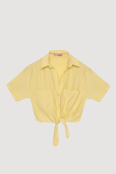 Quzu Lacing Detailed Shirt Yellow