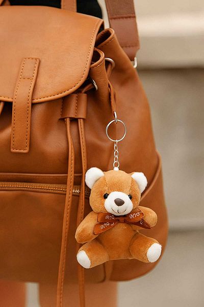 Şirin Caramel Love – Dark Brown Plush Teddy Bear Keychain