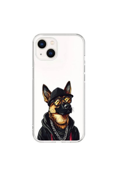 Dali Design iPhone 15 Compatible Transparent Case with Cool Dog Design