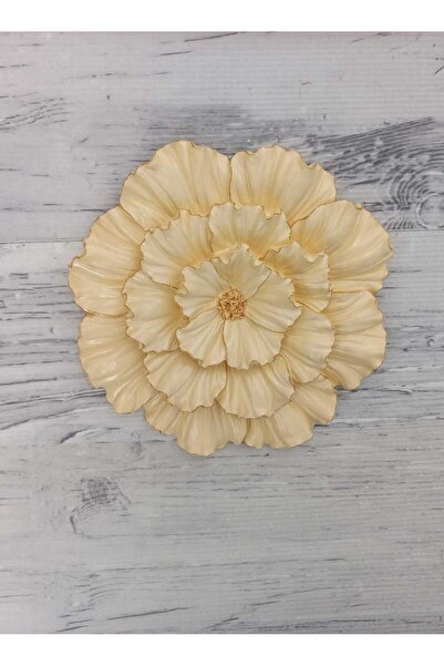 ZE DEKORASYON Açık Gold Detaylı Açık Sarı Dekoratif Duvar ve Masa Çiçeği 25x25cm