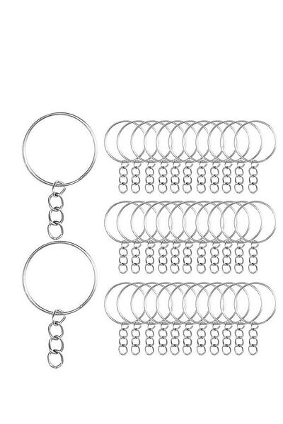 unbranded 100 Pieces Metal Split Key Chain Rings with Silver Key Ring and Chain