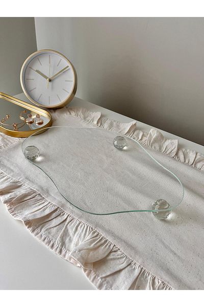 DEKORANLA Διαφανές Cloud Glass Παρουσιαστής και Οργανωτής, Διακοσμητικό Σχέδιο Διαμαντιού με Πόδι