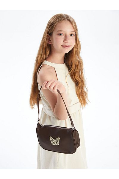LC Waikiki Butterfly Printed Girl's Baguette Bag