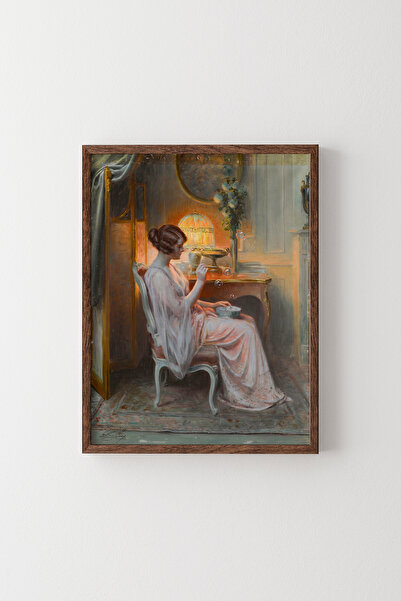 epiqart Bubble Blowing Woman - Wooden Patterned Frame