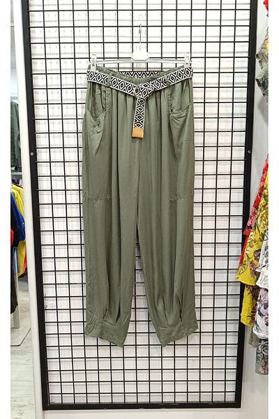 Butik Şans Belt Detailed Pocketed Lyocell Fabric Italian Trousers