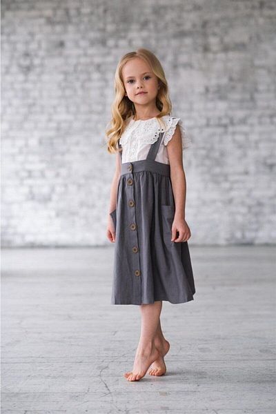 Marka Sensin Kids Girl's Lace Collar Detailed Blouse Colorful Salopet Suit