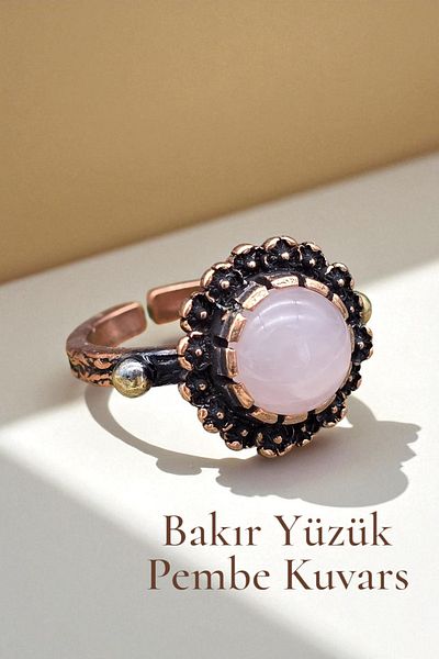 NBS Beautiful Naturel Stones Copper Pure Ring Adjustable Pink Evil Eye Very Good Quality (Gift, Daily, Special Day) Antique