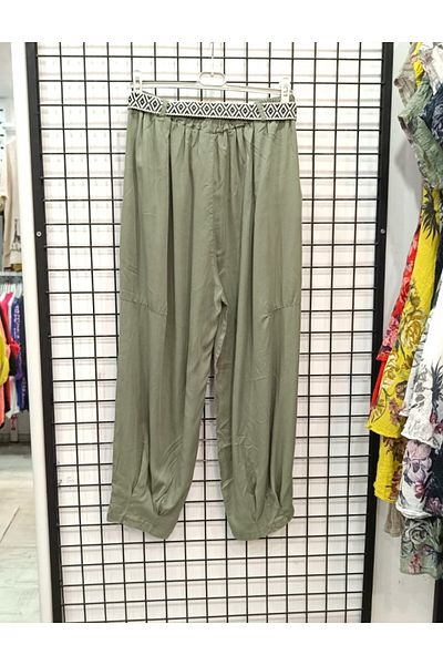Butik Şans Belt Detailed Pocketed Lyocell Fabric Italian Trousers