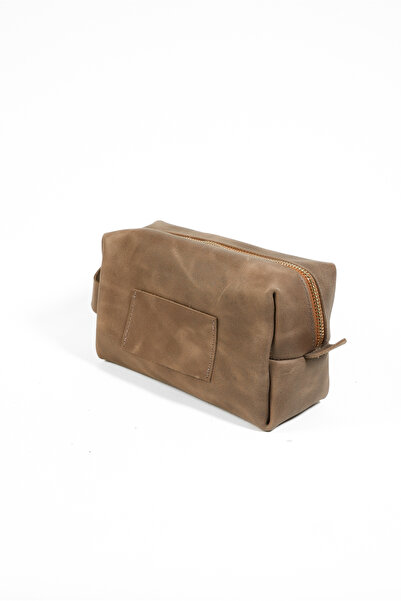 Gerçek Deri El Çantası - Dopp Kit - Seyahat / Makyaj Çantası