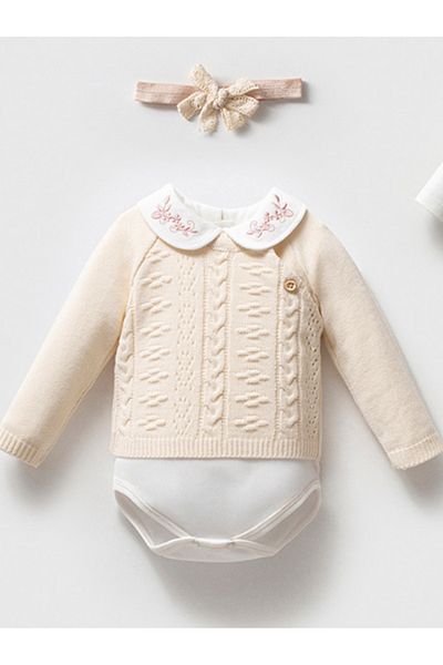MixMax Bebe Baby Girl Knitwear Sweater Organiz 3-Piece Boxed Premium Set