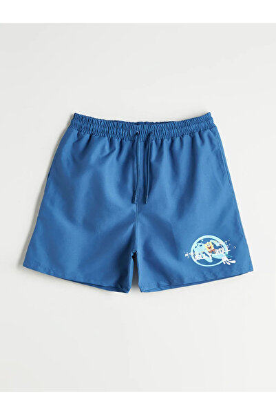 LC Waikiki Xside Blue Short Size Spongebob Printed Men's Swim Shorts