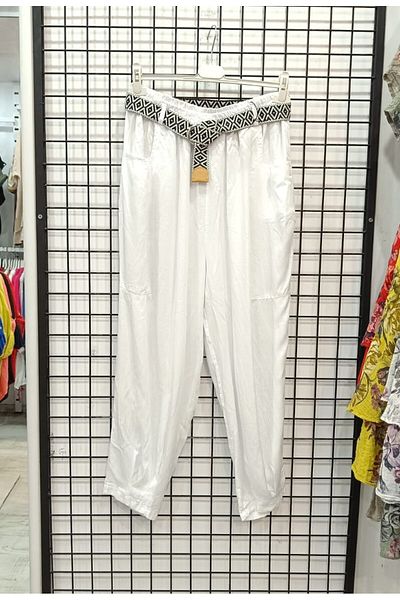Butik Şans Belt Detailed Pocketed Lyocell Fabric Italian Trousers