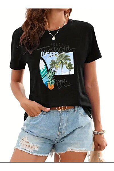 daxia sportswear & company تي شيرت للأطفال مطبوع عليه ألوان سوداء وبيضاء بأكم...