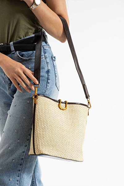 BK Bags & Accessories حقيبة يد وكتف نسائية من ويكر