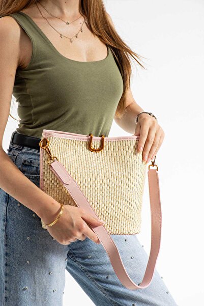 BK Bags & Accessories حقيبة يد وكتف نسائية من ويكر