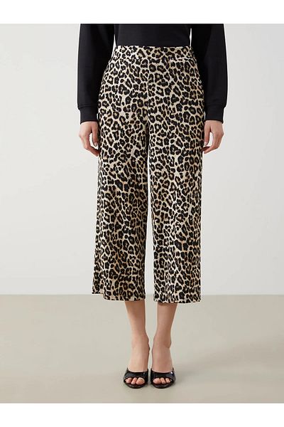 LC Waikiki Standard Fit Leopard Patterned Women's Pants
