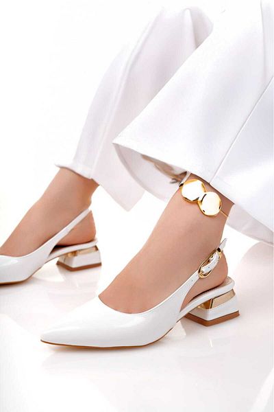 VİP SMR MODA Babet Side Gold Buckle Detailed Heel Gold Plated Detailed Comfortable Daily Shoes
