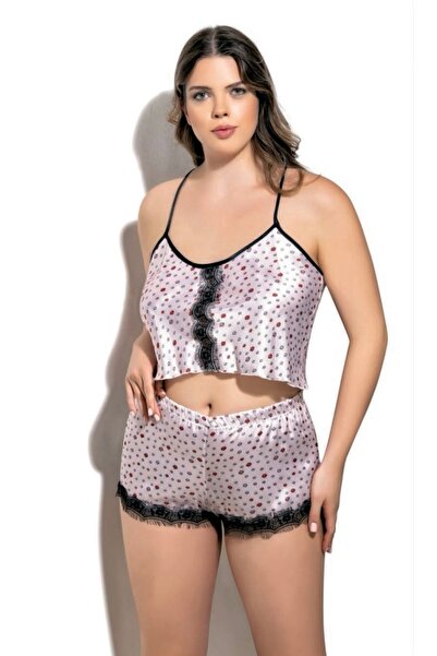 NightLove Nightlight 3568 طقم بيجامة مقاس كبير مع شورت مزين بالدانتيل