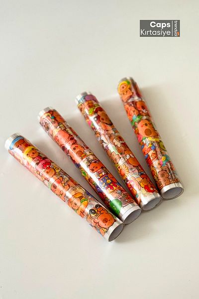 caps anlarınızı paylaştığınız ortağınız Cute Capybara Characters 375+ Pieces Transparent Sticker Roll Set (4 Pieces)