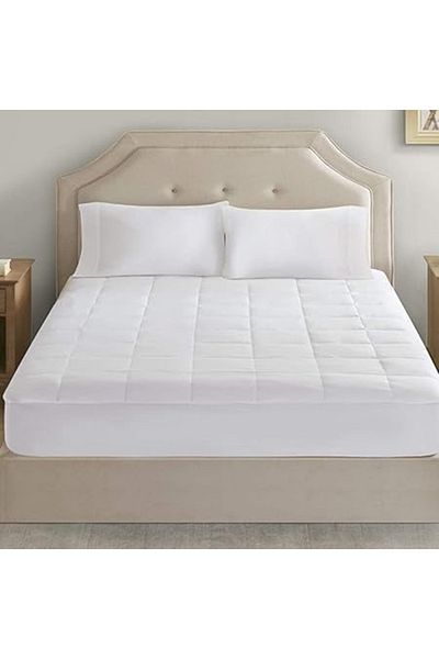 DVLT Luxury 14cm Height Hotel Bedspread and Mattress Cover Double Full Elastic - 100% Cotton White 200 x 180