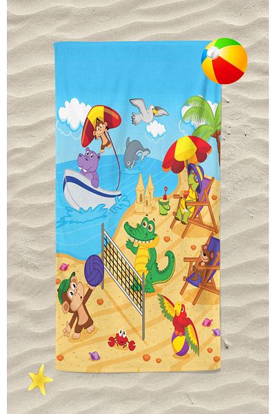 Home 3D Digital Sea Animals Theme Printed Beach Towel
