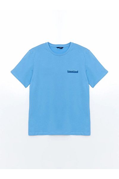 LC Waikiki Tricou pentru bărbați din bumbac pieptănat cu mânecă scurtă cu decolteu
