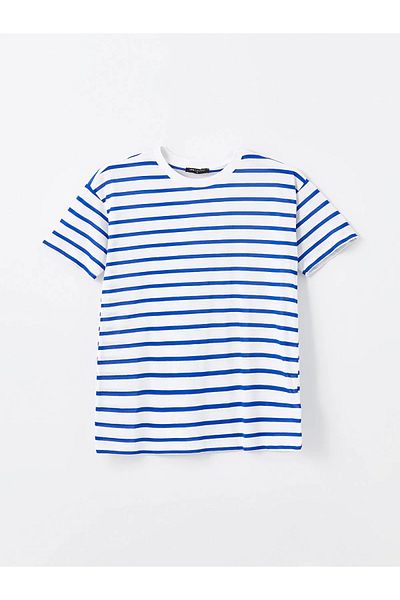 LC Waikiki Tricou oversize cu mânecă scurtă cu dungi cu gâtul turnat pentru femei