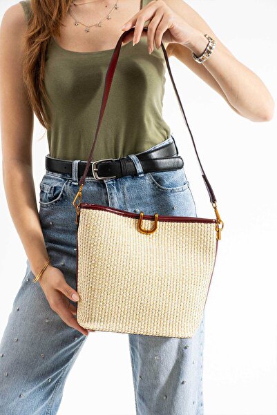 BK Bags & Accessories حقيبة يد وكتف نسائية من ويكر