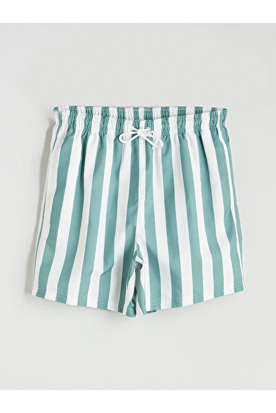 LC Waikiki Πράσινο κοντό ανδρικό ριγέ μαγιό