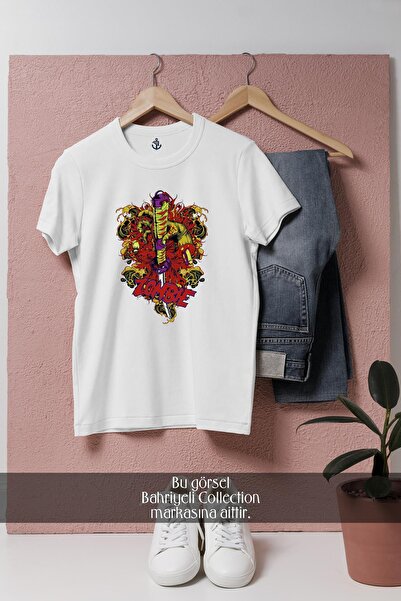 Bahriyeli Collection تي شيرت للجنسين بتصميم سيف الساموراي كبير الحجم