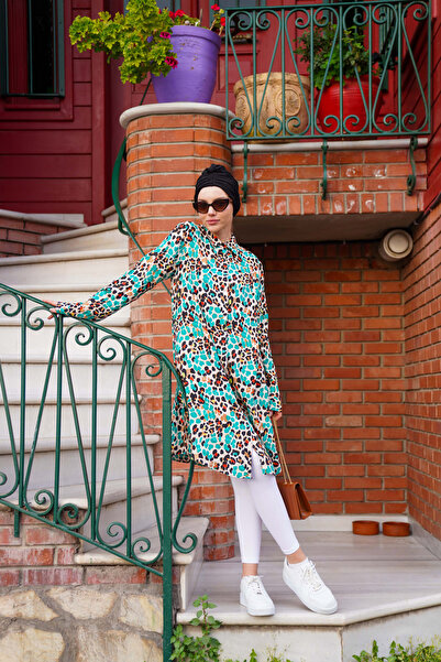Polologin Butik Colorful Leopard Patterned Long Tunic