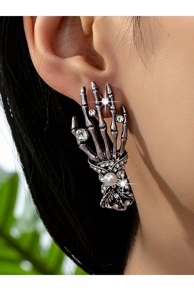 Pinkimaj Claw Gothic Earrings Metal Stone Style Model Yk2