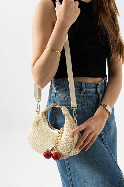 BK Bags & Accessories Wicker Women's Hand and Shoulder Bag with Charm Gift