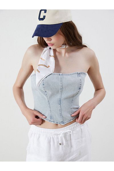 LC Waikiki Къси дънки без презрамки с яка