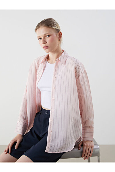 LC Waikiki Nevavm Striped Oversize Women's Shirt with a Difference