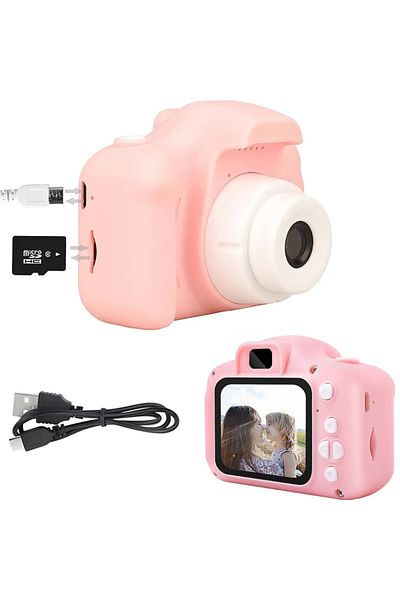 OEM Mini kids camera, 3 Games, Microphone, Speaker, Pink