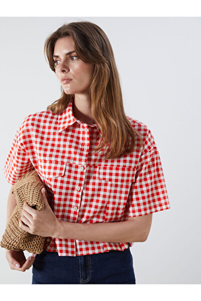 LC Waikiki Nevavm Plaid Poplin Women's Shirt with Difference