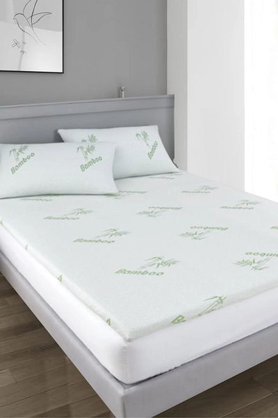 Bamboo Memory Foam Mattress Topper 6cm with Natural Bamboo Fabric Cover – Cooling & Breathable