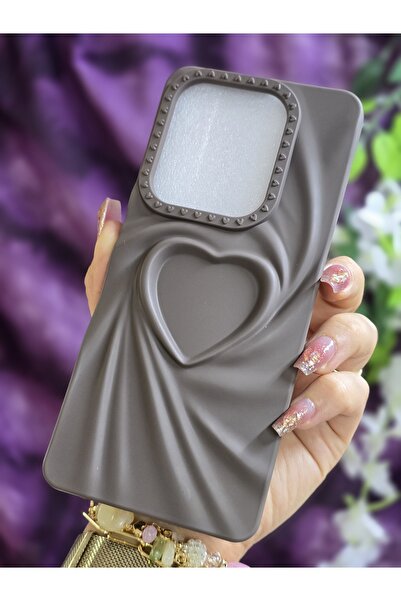 Magic Ring Tecno Spark 20 Pro Compatible 3D Heart Brown Silicone Case