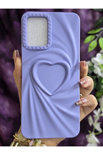 Magic Ring Vivo Y21/Y21S Uyumlu 3D Kalpli Lila Silikon Kılıf