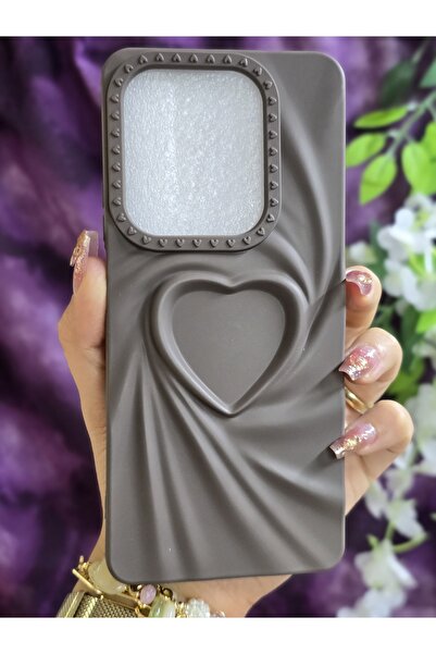 Magic Ring Tecno Spark 20 Pro Compatible 3D Heart Brown Silicone Case