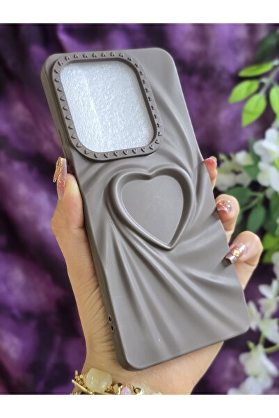 Magic Ring Tecno Spark 20 Pro Compatible 3D Heart Brown Silicone Case