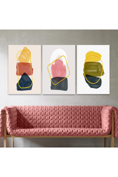 4gdran ثلاث لوحات قماشية فخمة بتصميم مودرن مع برواز أسود مجوف