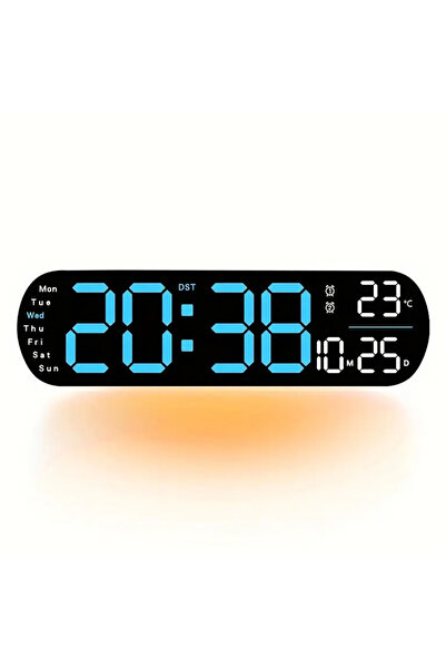 DEKORANLA Büyük Dijital Duvar Saati, Uzaktan Kumanda, Çift Alarm, Yaz Saati, ...