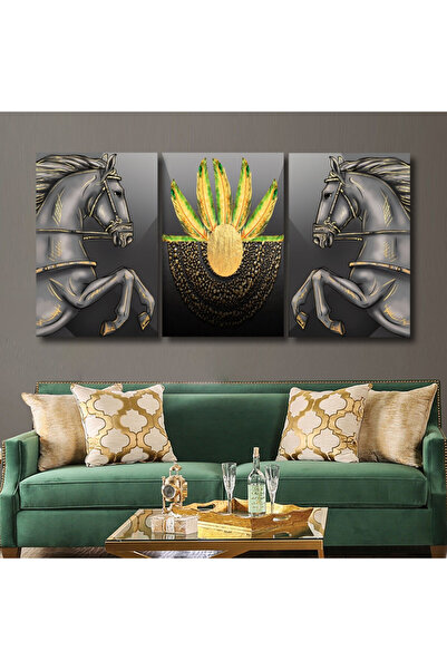 4gdran ثلاث لوحات قماشية فخمة بتصميم مودرن مع برواز بني مجوف