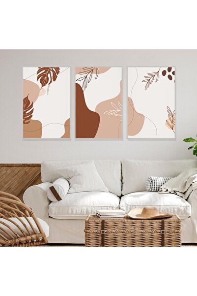 Marktna ثلاث لوحات قماشية بتصميم الفن البوهيمي مع برواز فضي مجوف